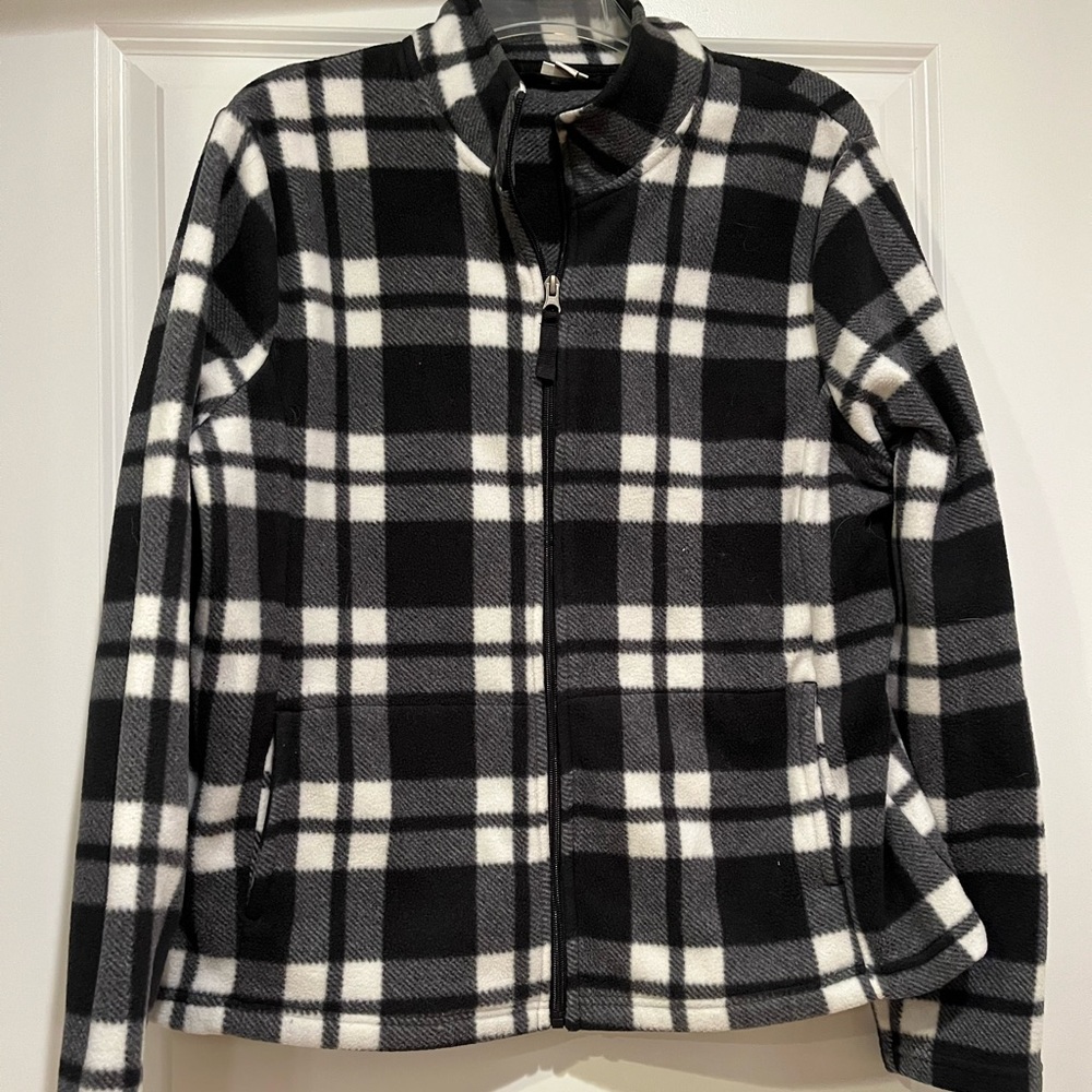 Plaid Women's Fleece - Black and White
